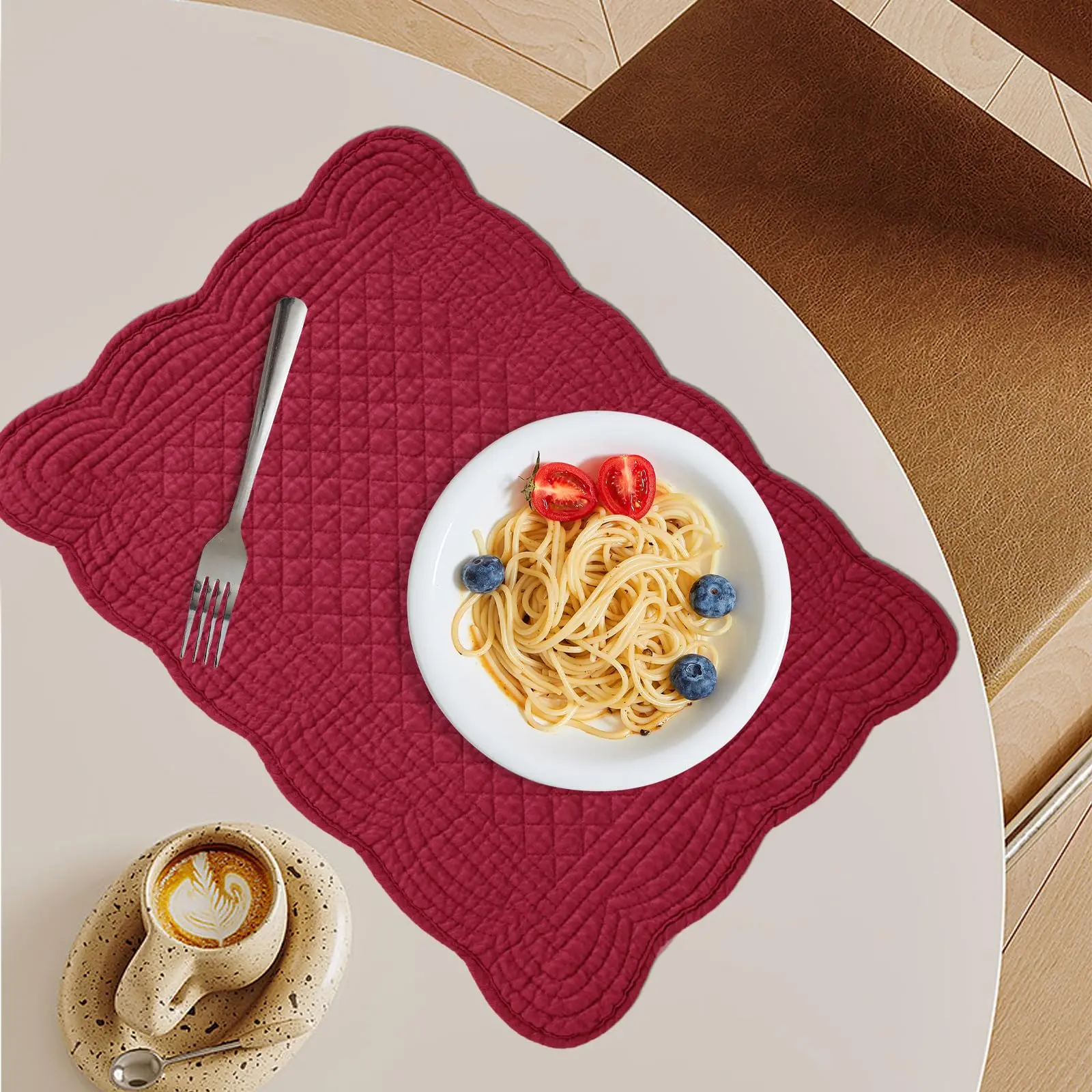 100% Cotton Quilted Placemats,Washable Cloth Table Placemats for Kitchen & Dining Table