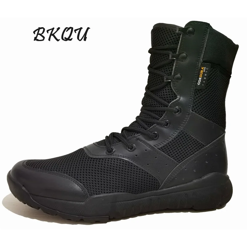 BKQU Summer Breathable Men\'s Combat High Top Tactical Desert Combat Ultralight Boots  High Quality Outdoor