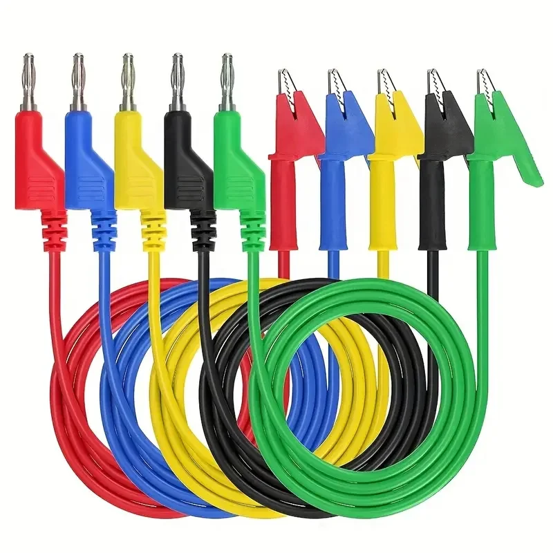 2PC/5PCS 4mm Banana Plug to Alligator Clip Test Lead Kit Crocodile Clip Multimeter 1M Wire 1000V/15A P1037
