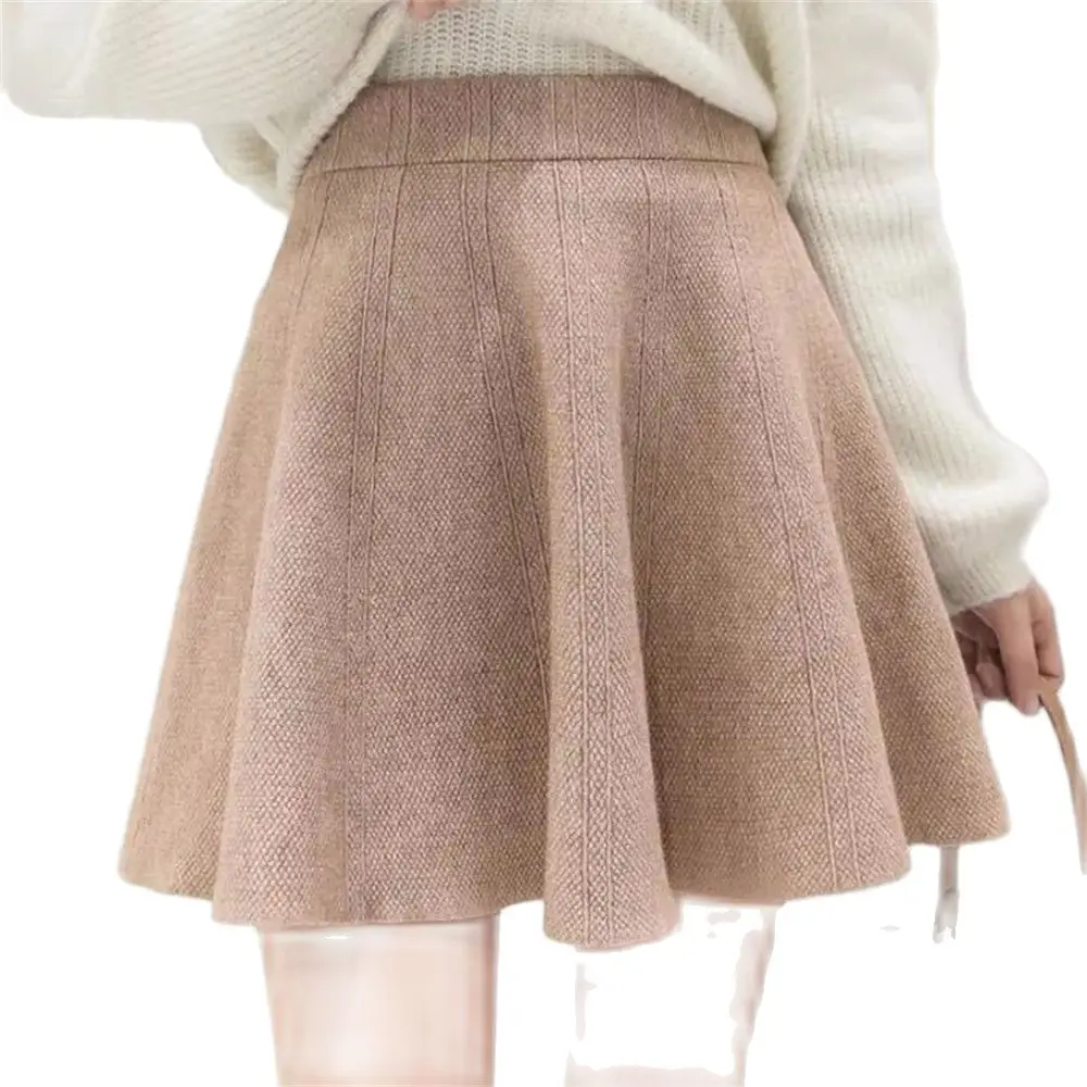 Small Solid Color High Waist Fashion A-line Short Skirt 2023 Autumn/Winter New Women\'s Large Knitted Half Knitted Short Skirt