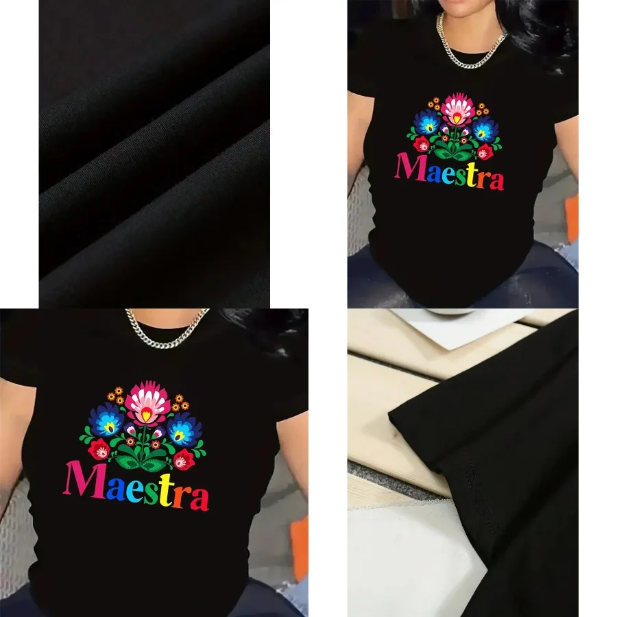 

【New style】Lightweight And Durable Short-Sleeve T-Shirt Featuring a Vibrant Floral Maestra Design Perfect for Casual Outings at