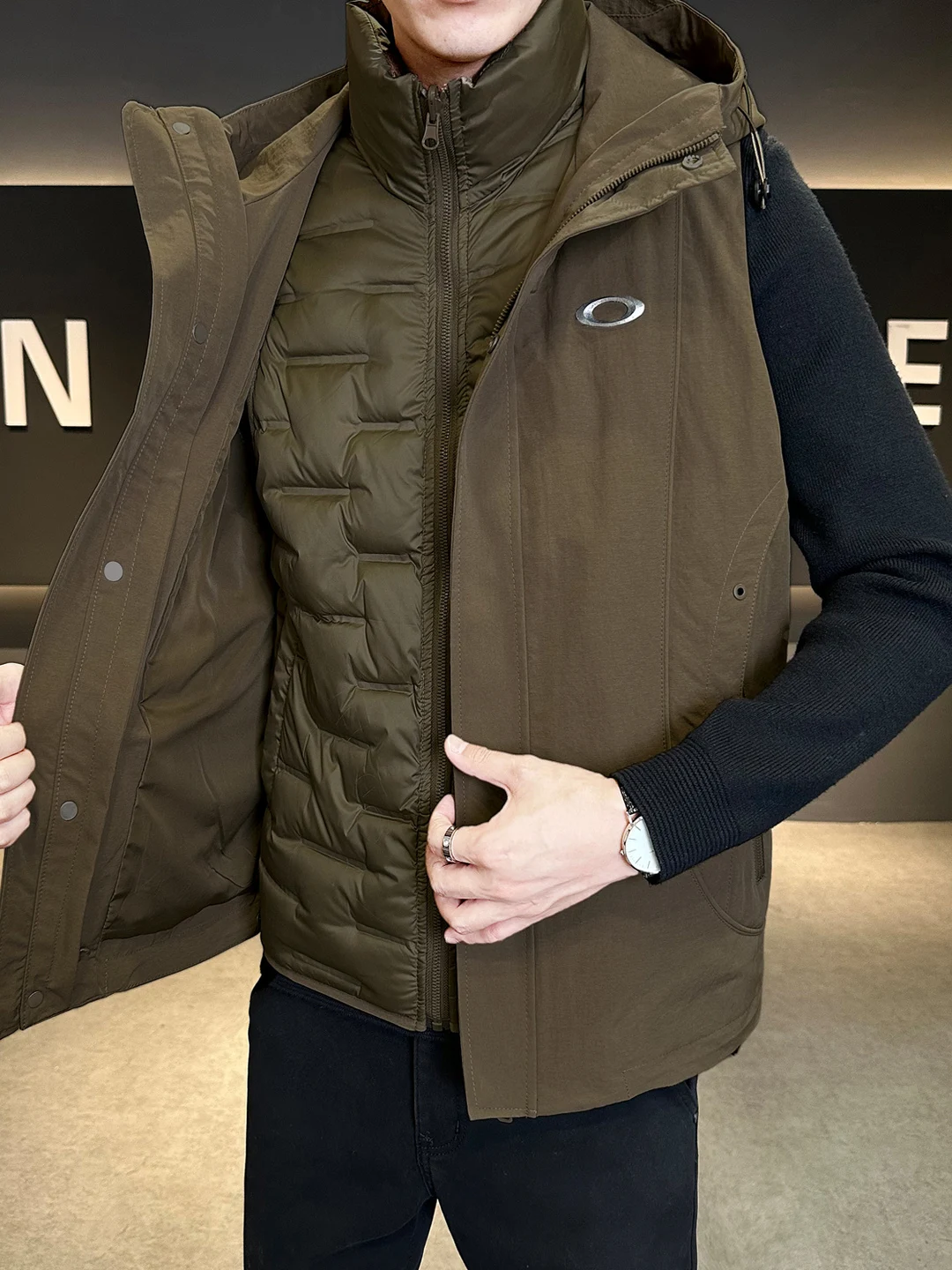 

Warm Casual Men's down Vest Tee-in-One Series 2025 Winter Faionable Urban Sle Polyester Fiber White Du down Jaet