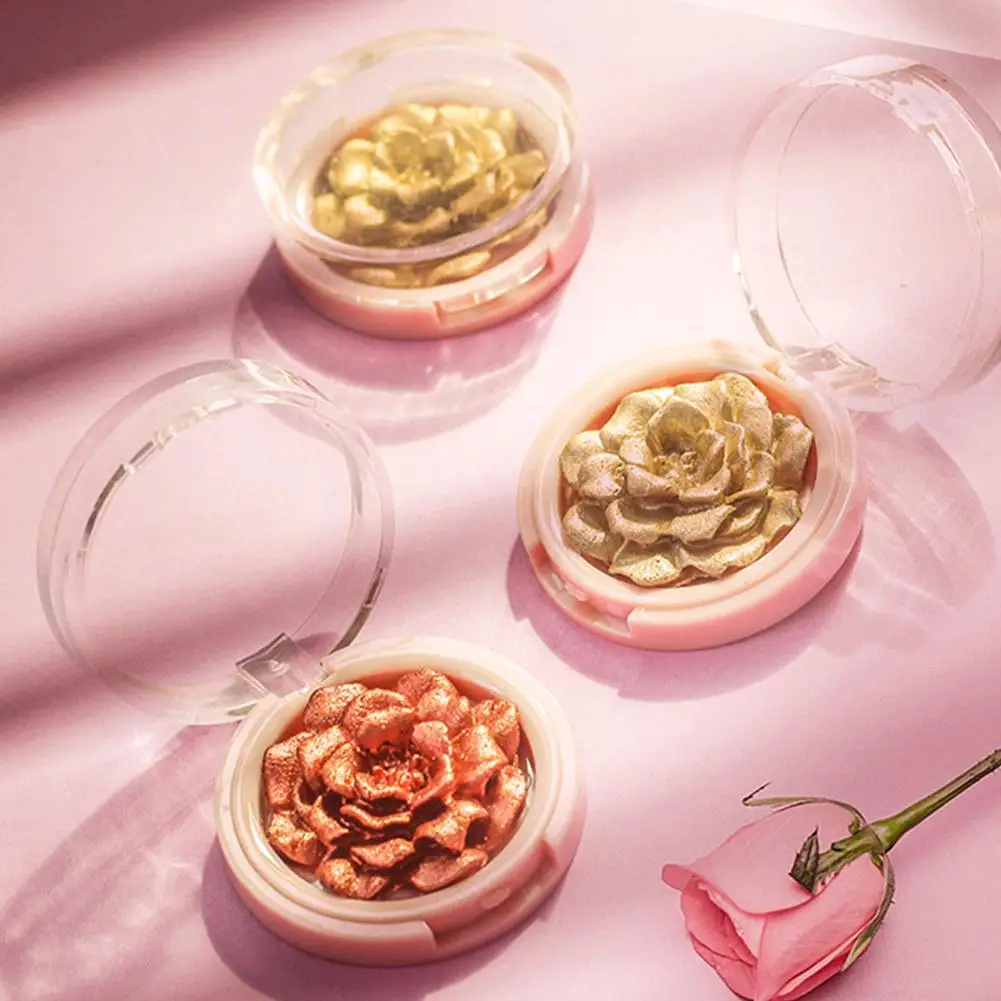 لوحة مكياج بهايلايتر من الورد ثلاثي الأبعاد ، مستحضرات تجميل برونزي ، بودرة لامعة ، كونتور وجه ، راحة رائعة ، زهرة 1 led