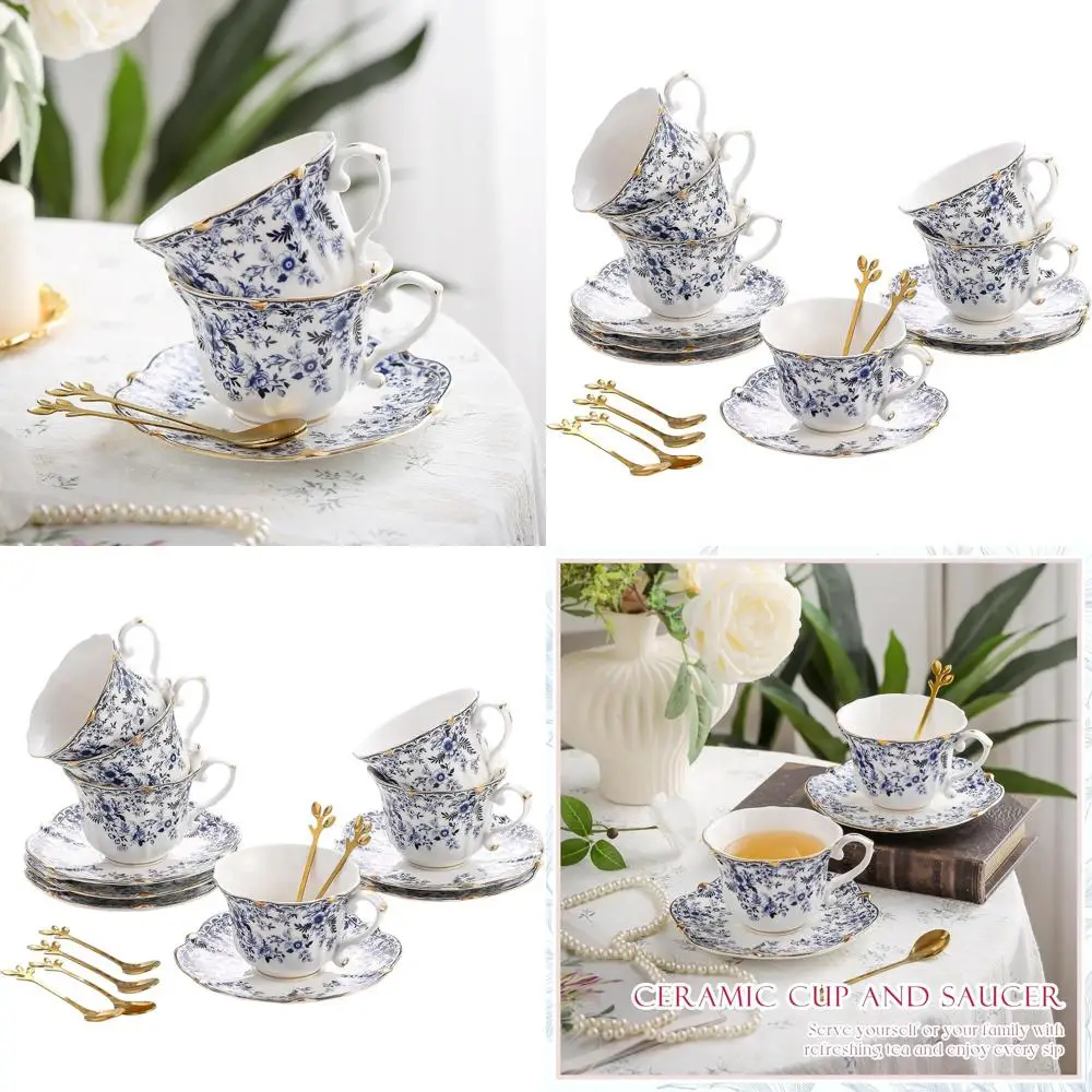 

Винтажный набор из 18 предметов: чайные чашки и блюдца из костяного фарфора для женских чаепитий