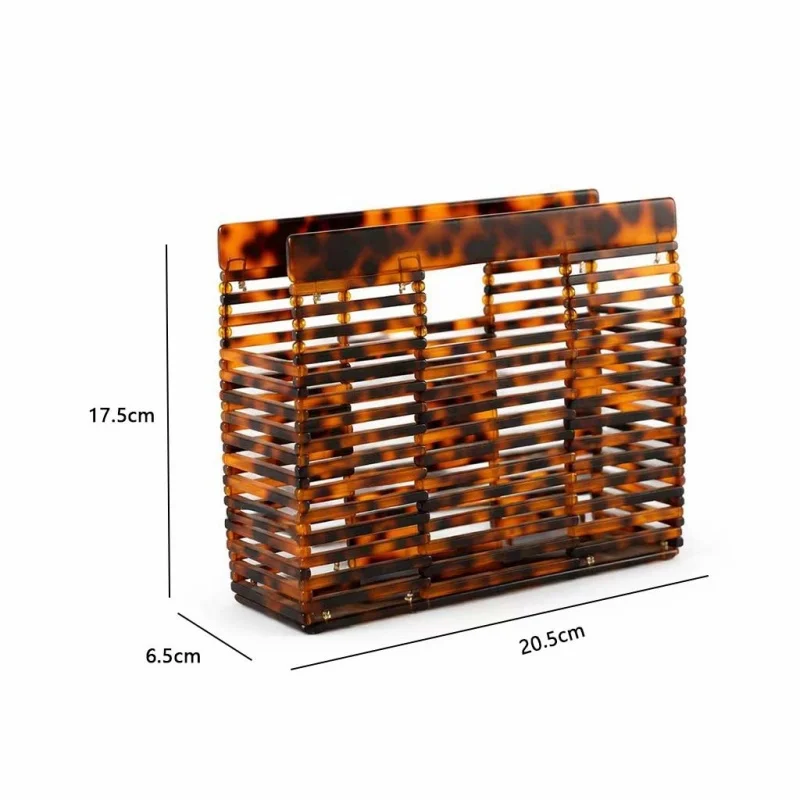 Mini Acrylic Grid Design Handbag Casual Vacation Beach Hollow Out Beach Bag Vintage Square Women Cocktail Party Prom Purse
