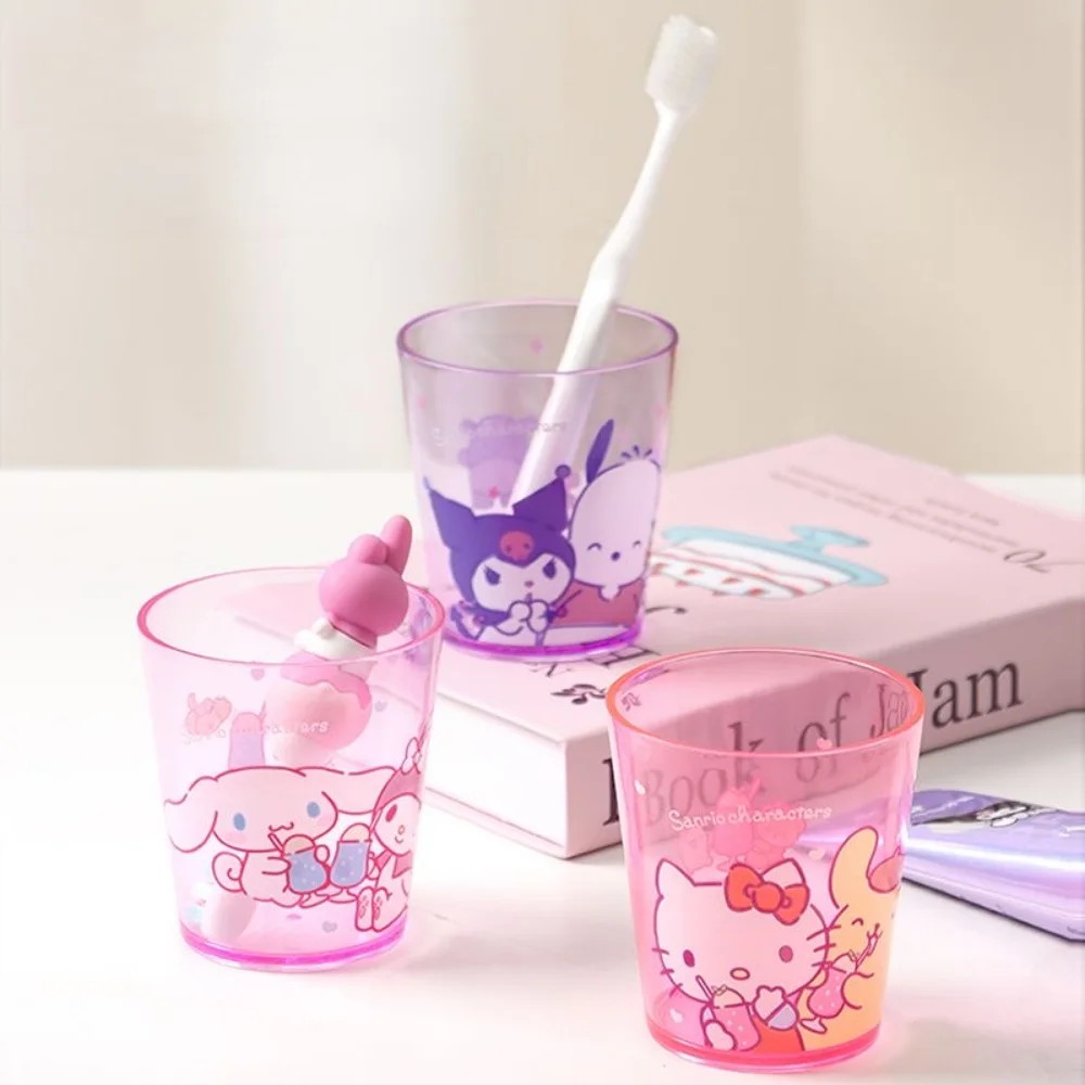 1pc New Transparent 260ml Water Cup Cartoon Cinnamoroll Melody Thickened Drinking Cup Kuromi Hello cute Kitty Plastic Cup