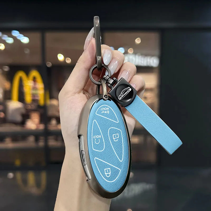 Alloy+Leather Car Key Case Key Cover Shell Fob Holder for New Kona SX2 for Hyundai IONIQ 6 New Grand Prix GN7 Car Accessories