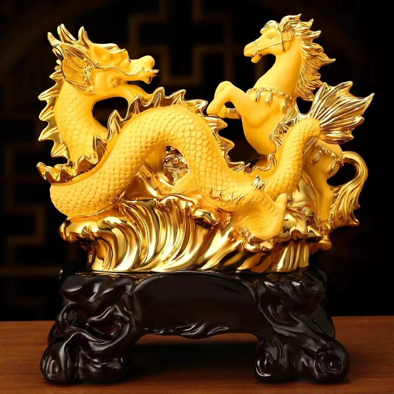 Fortune Dragon Horse Ornament Treasure Bowl Living Room Wine Cooler Home Decoration Store Opening Gift  Feng Shui ornaments