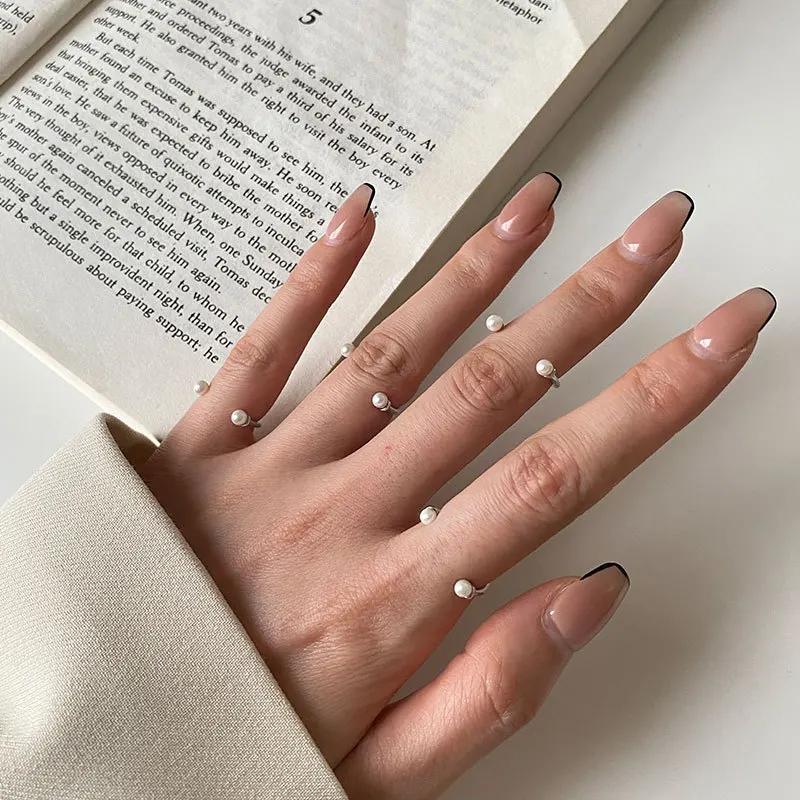 VENTFILLE стерлингового серебра 925 пробы с открытым жемчугом и улыбкой, штабелируемое кольцо на палец, простая мода, милое регулируемое женское ювелирное изделие, оптовая продажа