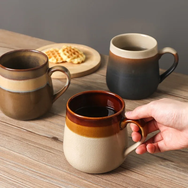 

Кружка с градиентным узором «Ледяные трещины» - Винтажная кофейная чашка ручной работы для завтрака - Подходит для домашнего использования - Высокое качество внешнего вида