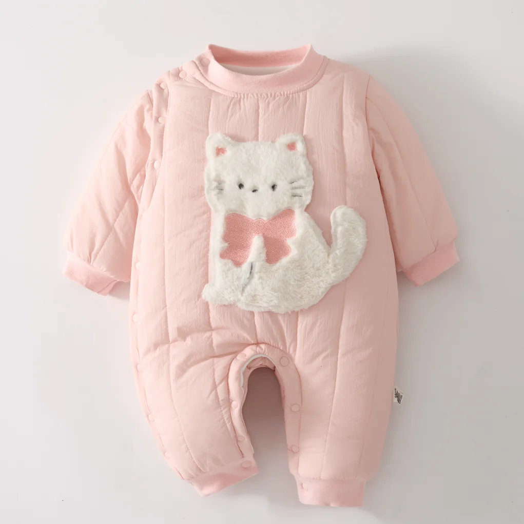 

Осенне-зимний утепленный хлопковый комбинезон для малышей 400 г, из трехслойной ткани, для дома, мягкий, для ползания