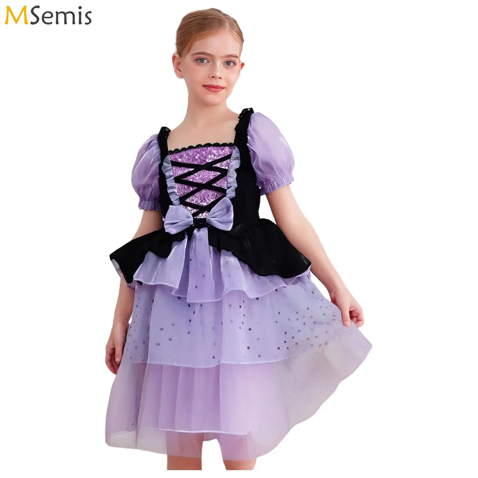 

Хэллоуин Викторианская Лолита Jk Платье Девушка Ведьма Косплей Костюм Платье Принцессы Фиолетовое Платье с Луком Готическая Пышная Юбка Платье Куромез