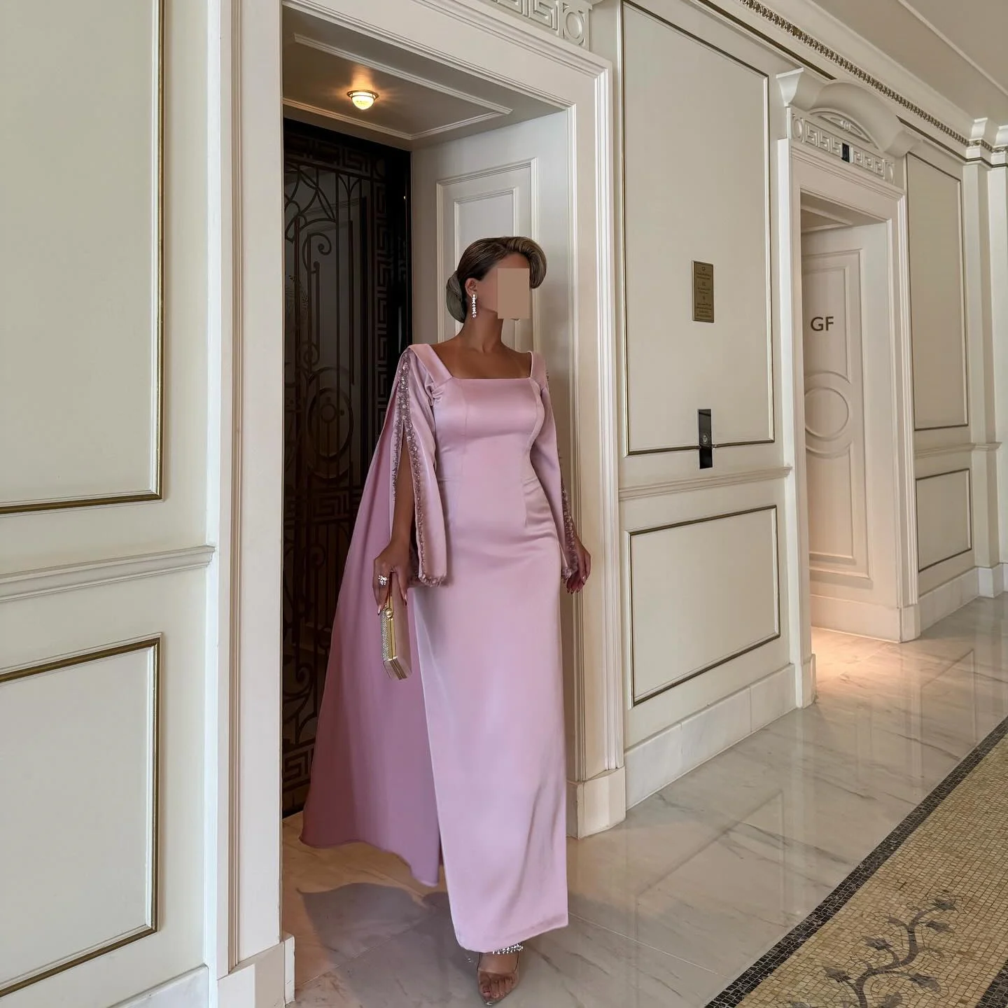 Prachtige roze galajurken voor dames kraag glanzende zijsplit vestidos de noche op maat gemaakte pailletten kralen formele galajurken