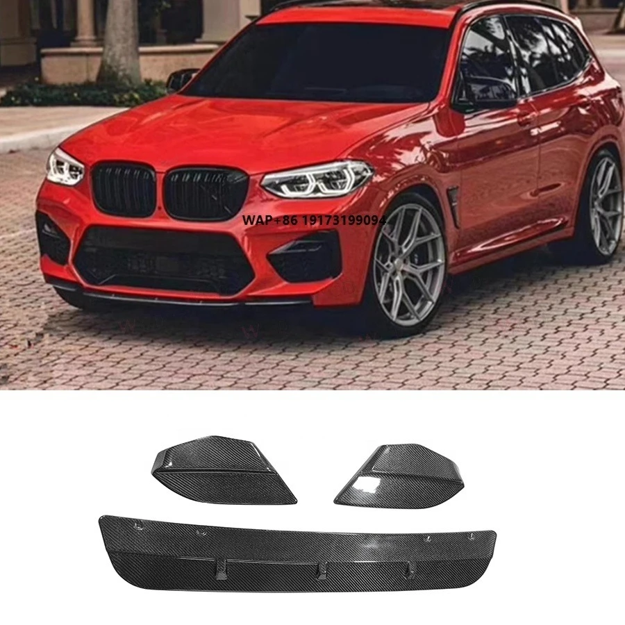 

Real Carbon Fiber Front Lip for B-MW X3M F97 New 3 PCS Front Bumper Lip Spoiler Splitter Car Accessories