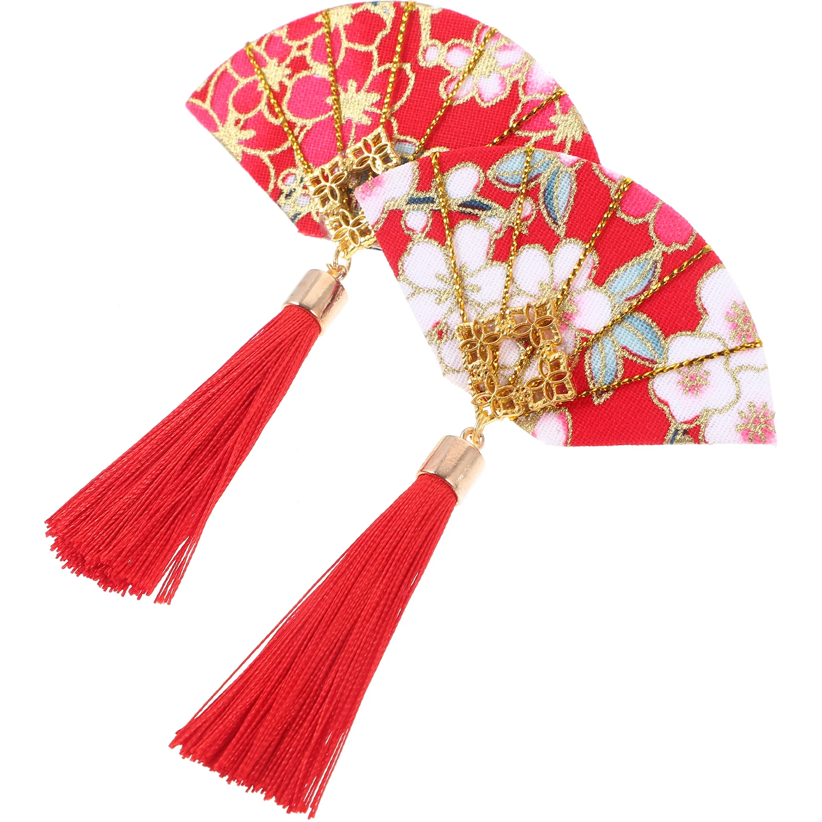 

2 Pcs Japanese Hair Accessories Grips Clips for Women Girl Little Girls Fabric Tassel Bride