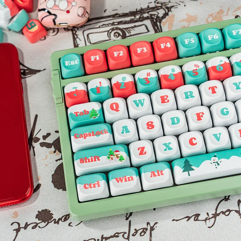 Christmas Keycap SOA/COO Profile PBT Sublimation Keycap Custom Cartoon Keycaps Small Complete Set for MX Mechanical Keyboard