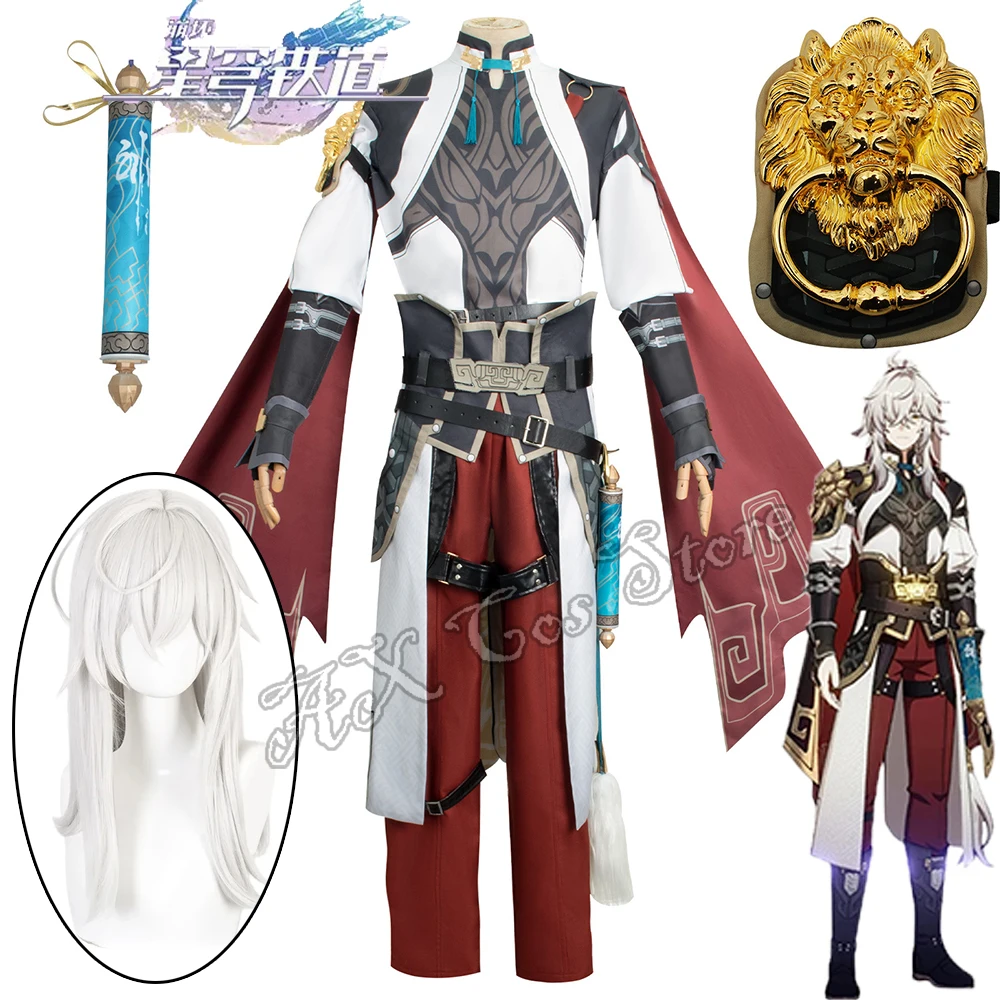 

Honkai Star Rail Jingyuan Косплей Костюм Роза Сетчатый Парик Jing Yuan Косплей Наряд Униформа Костюмы на Хэллоуин для Мужчин Женщин Игра