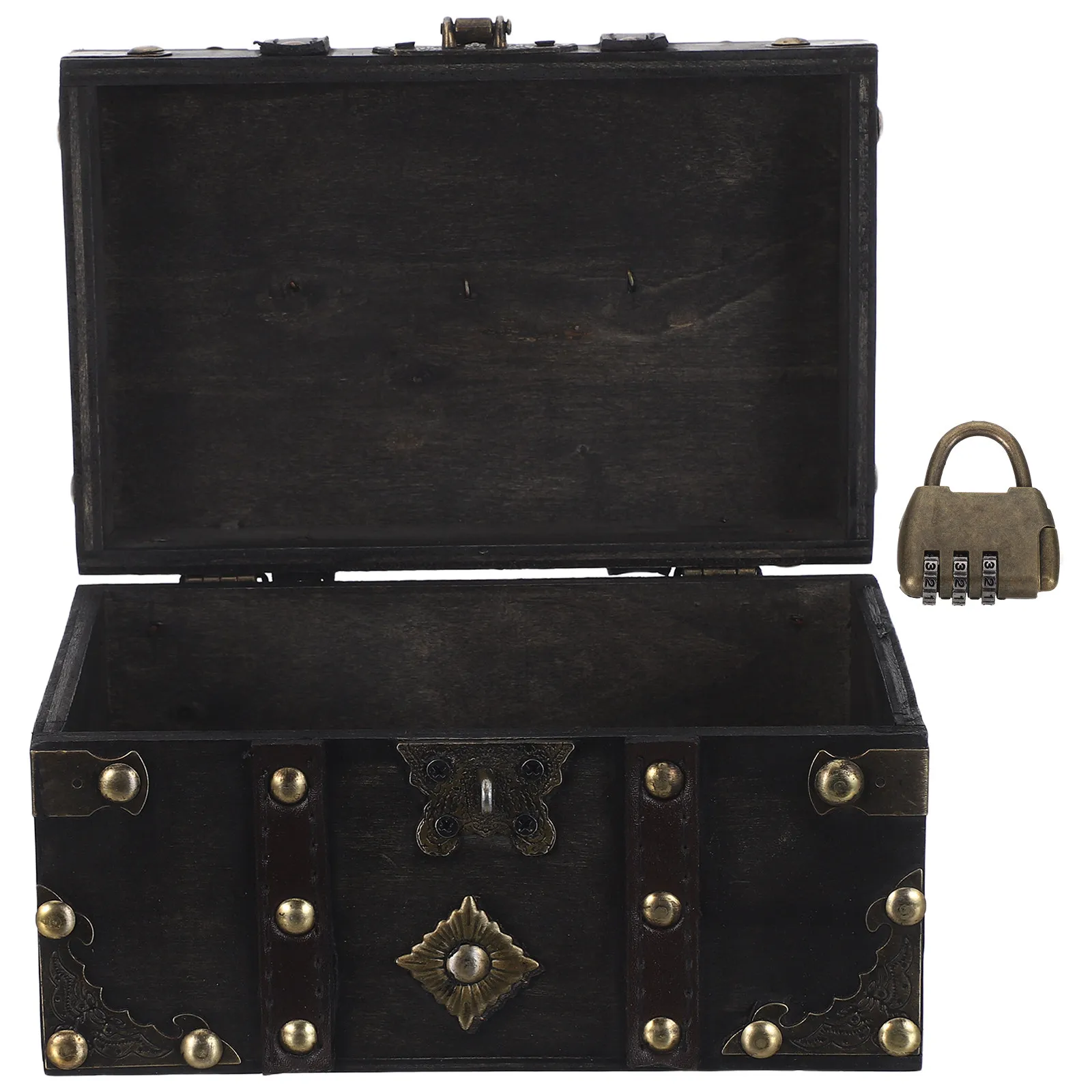 

Vintage Jewelry Storage Box Retro Wood Treasure Chest With Lock Small Portable Trinket Organizer For Home