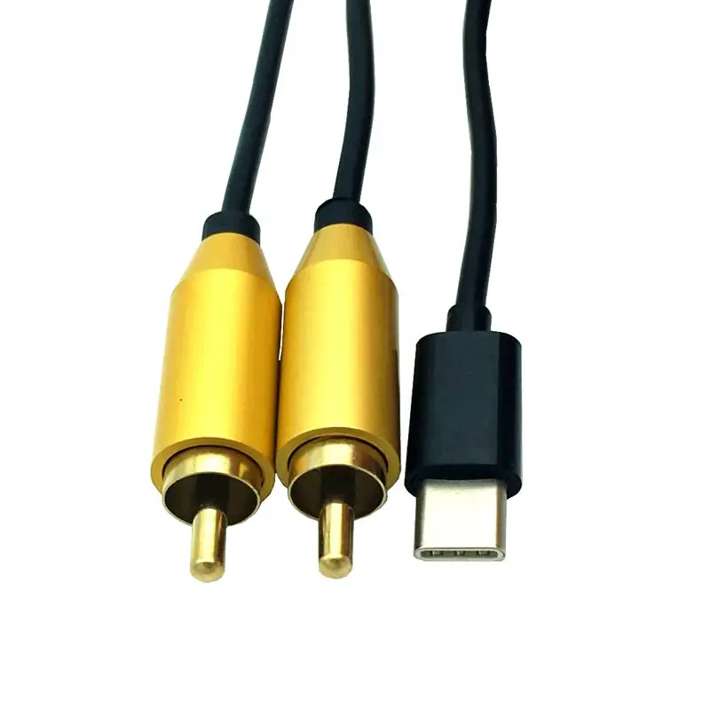 80cm Audio Cable 1/2 Type-C Male to Dual Lotus 2RCA Male/Female Mobile Phone Connection Speaker Amplifier Sound Connection Cable