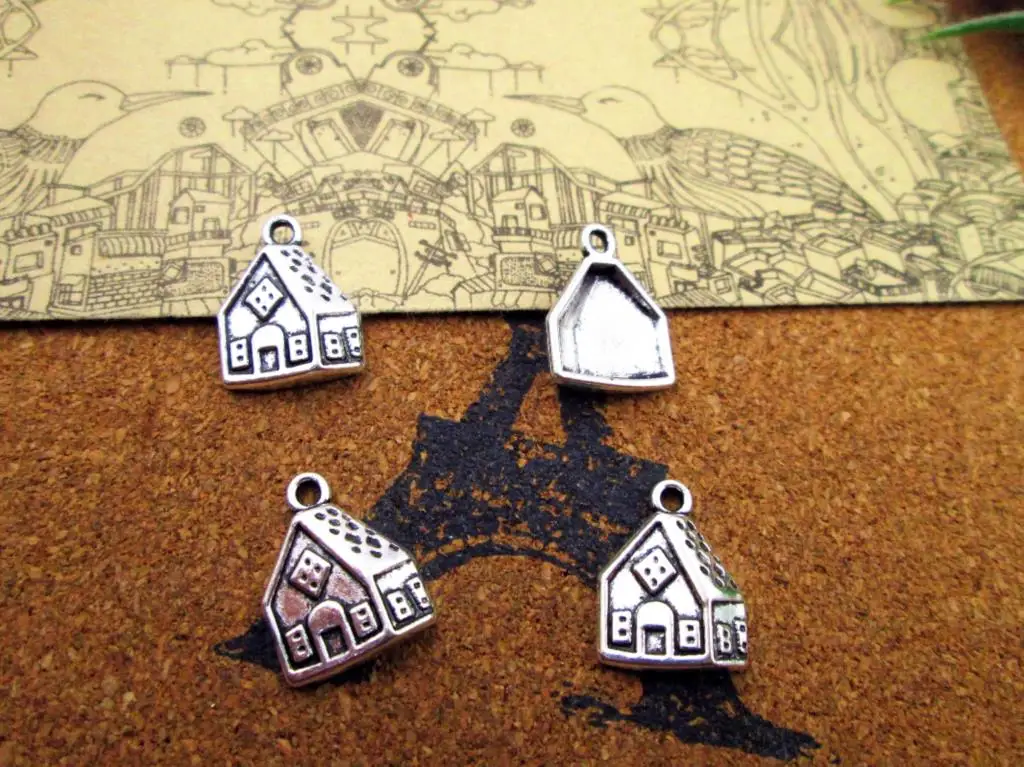 

80pcs--17x13mm House Charms For Jewelry Making DIY Findings Antique Silver Color Alloy Pendants