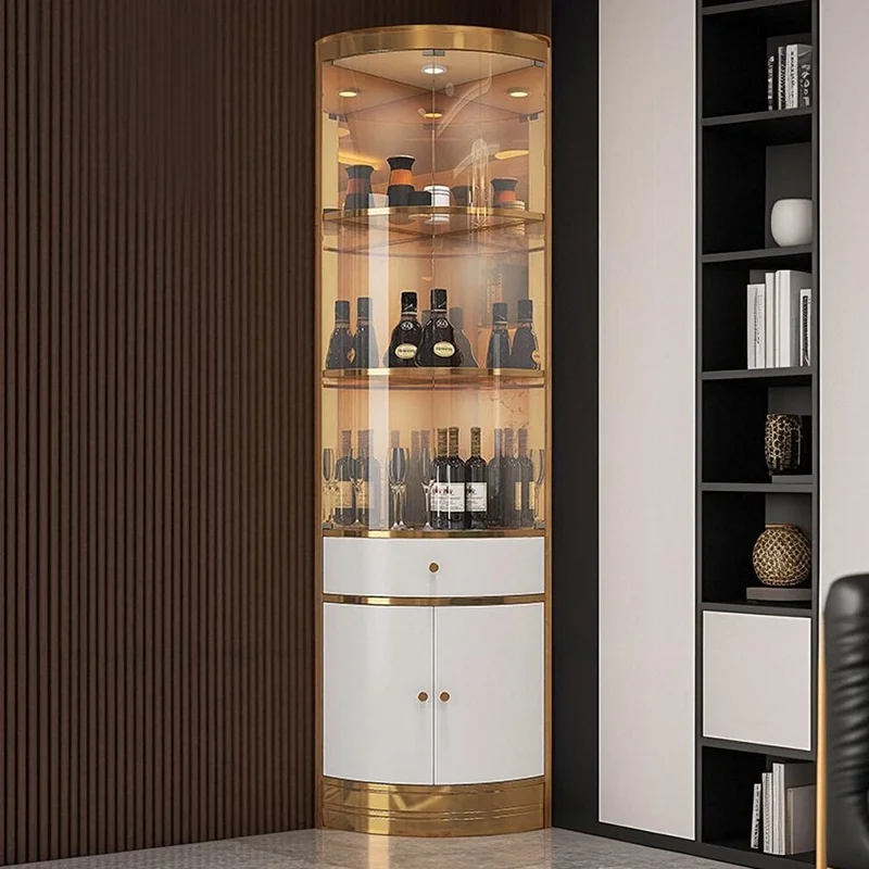 # High-End Glass Wine Cabinet New Style Country Garden Triangle Display for Home Hotel Wall Corner Living Room Furniture for