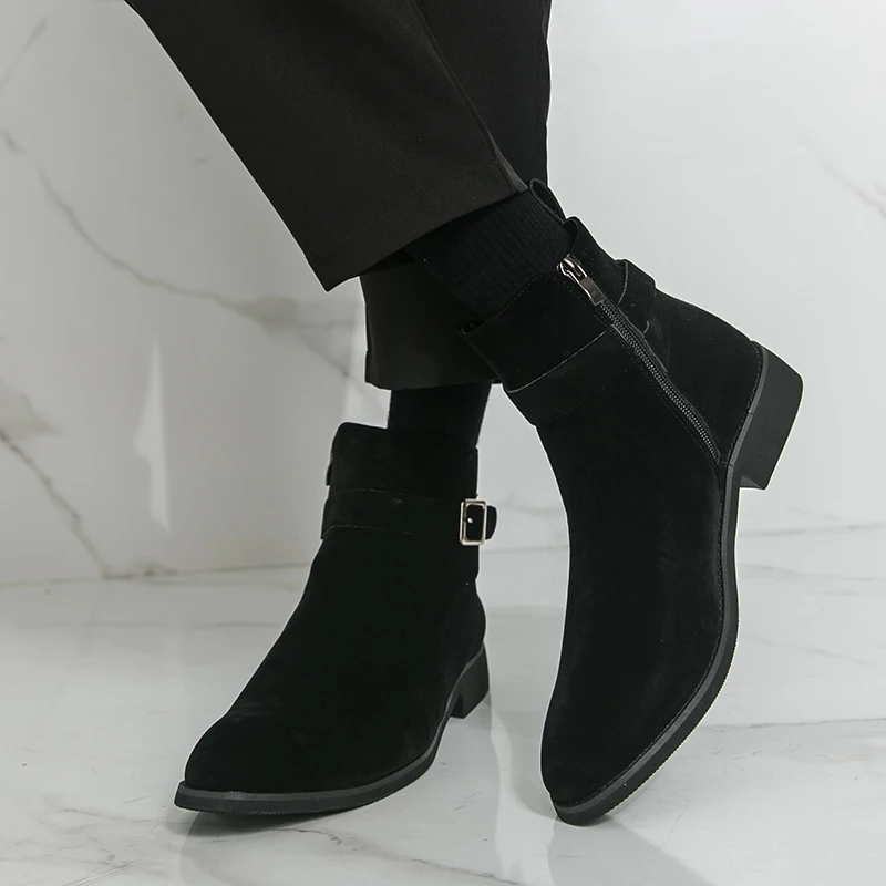 

Brand Lightweight High Top Soft Comfortable Men's Boots Fashion Cow Suede Chelsea Boots Quality Versatile Business Leather Boots