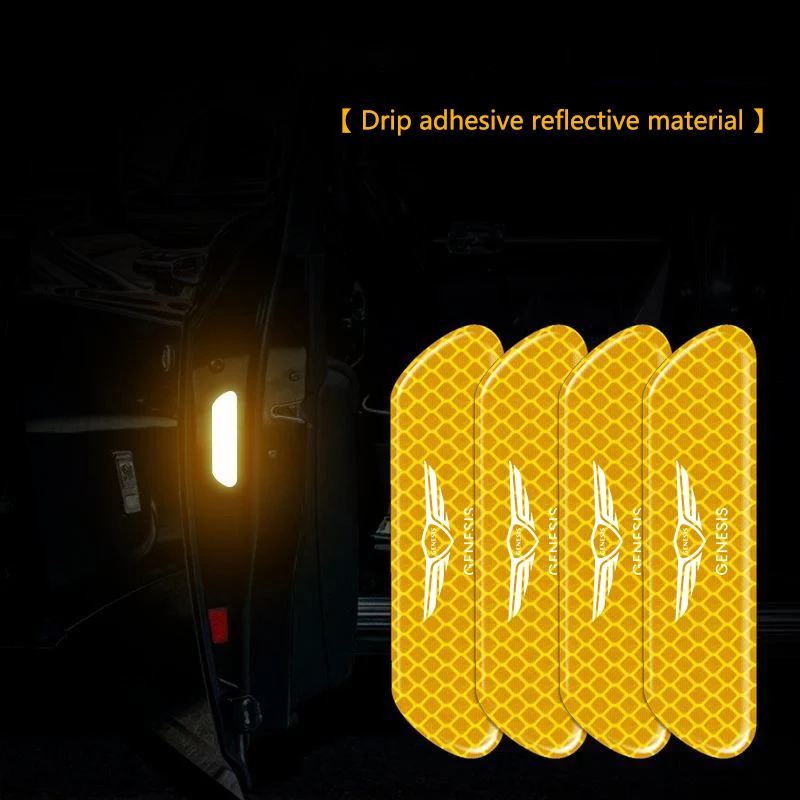 4PCS/set Car Reflective Strips Warning Stickers For Genesis Essentia G70 GV80 GV90 GV60 G80 GV70 Car Door Stickers Accessories