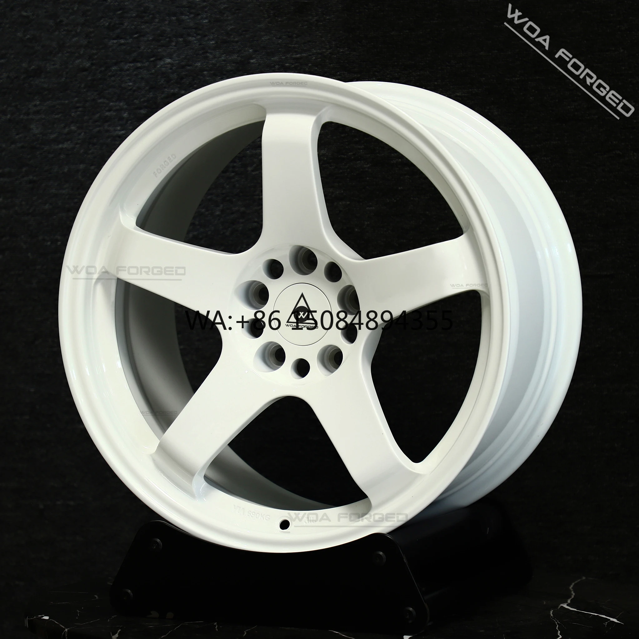

White lightweight forged sport wheels with precise data for custom tuning
