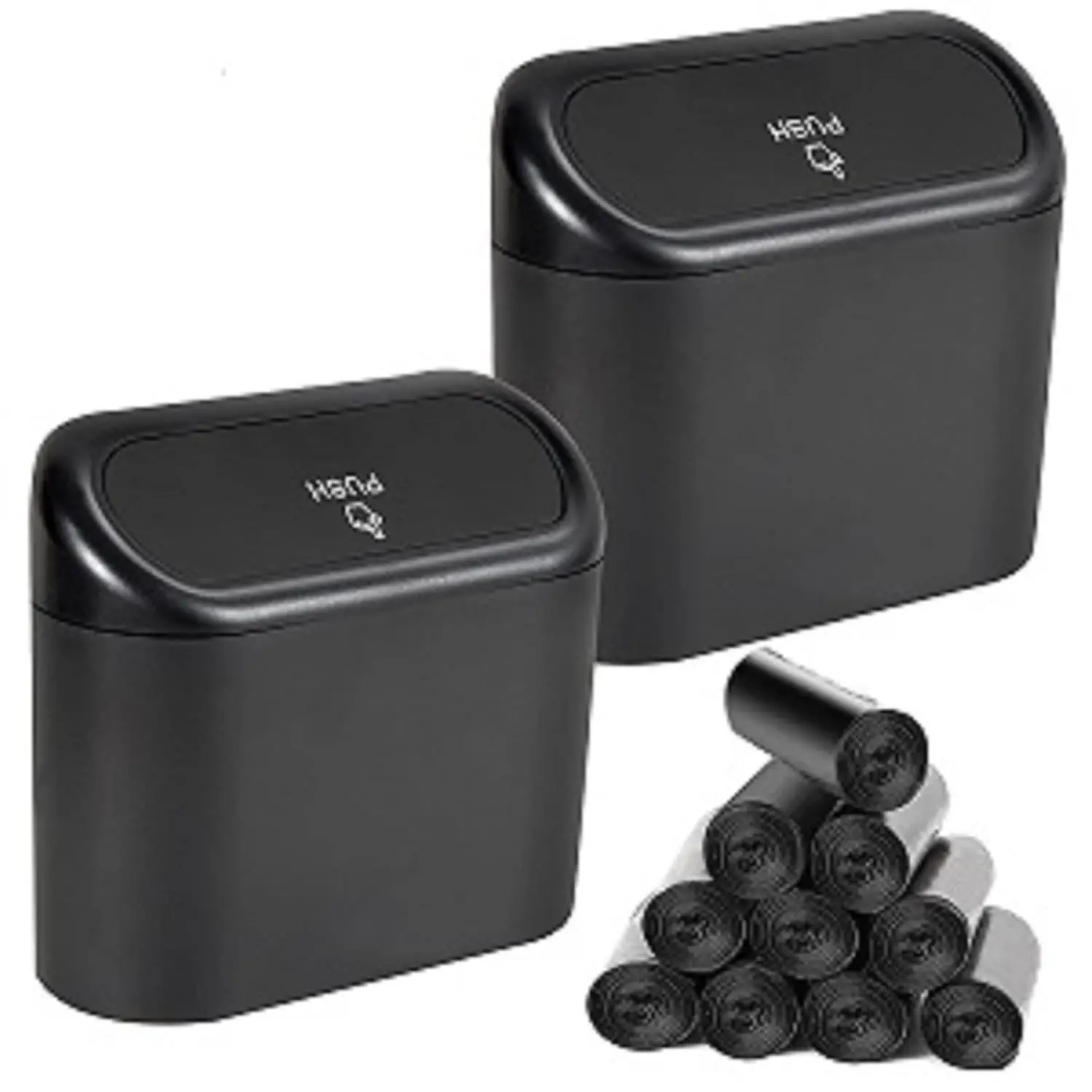 

2 Packs Mini Car Trash Can with Lid and 150 Bags, Compact Storage for Front Back Seat Accessories