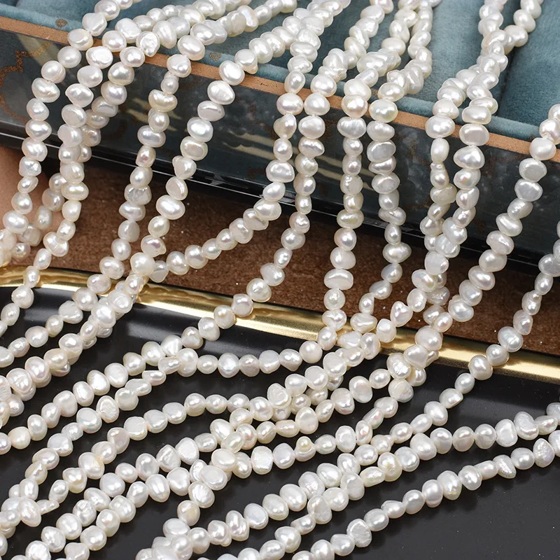 4-5mm Real Natural Cultured Freshwater Pearl Loose Beads Strand Small Irregular Flat Baroque Pearl Beads DIY Necklace Jewelry