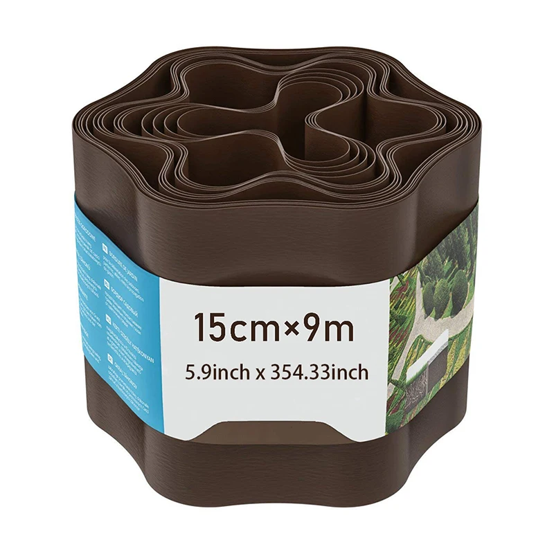 1pc Brown Plastic Garden Fence – Field Isolation Divider Strip, Lawn Edge Border Suitable for Flower Beds & Plants