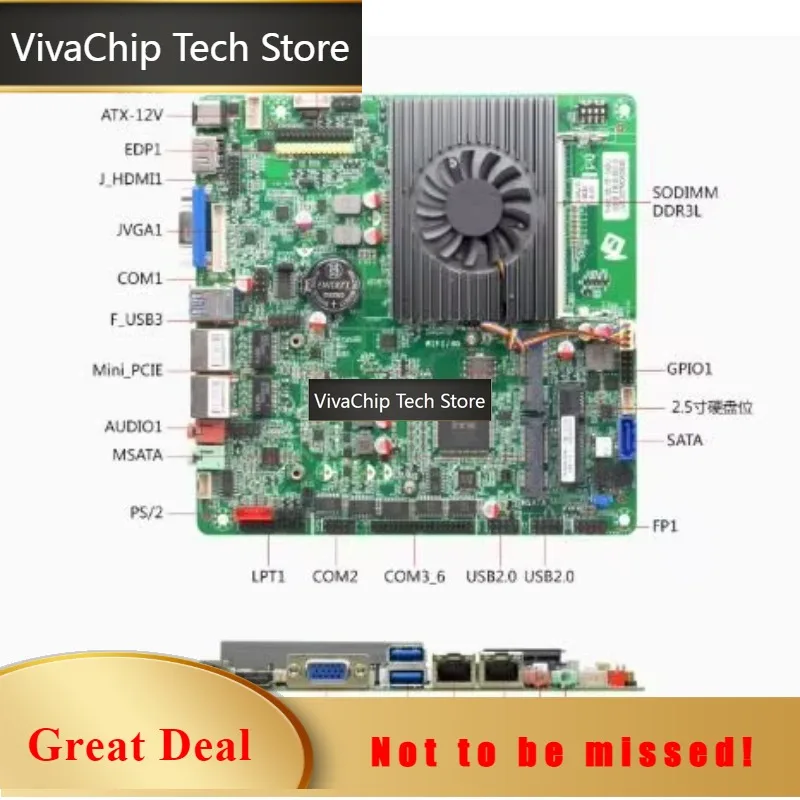 VivaChip Techi3-5005u Mini-ITX Motherboard 4th Core Intel CPU IPC SBC Embedded Ultra-thin Mainboard With 2COM LAN DC-12V DDR3L 6