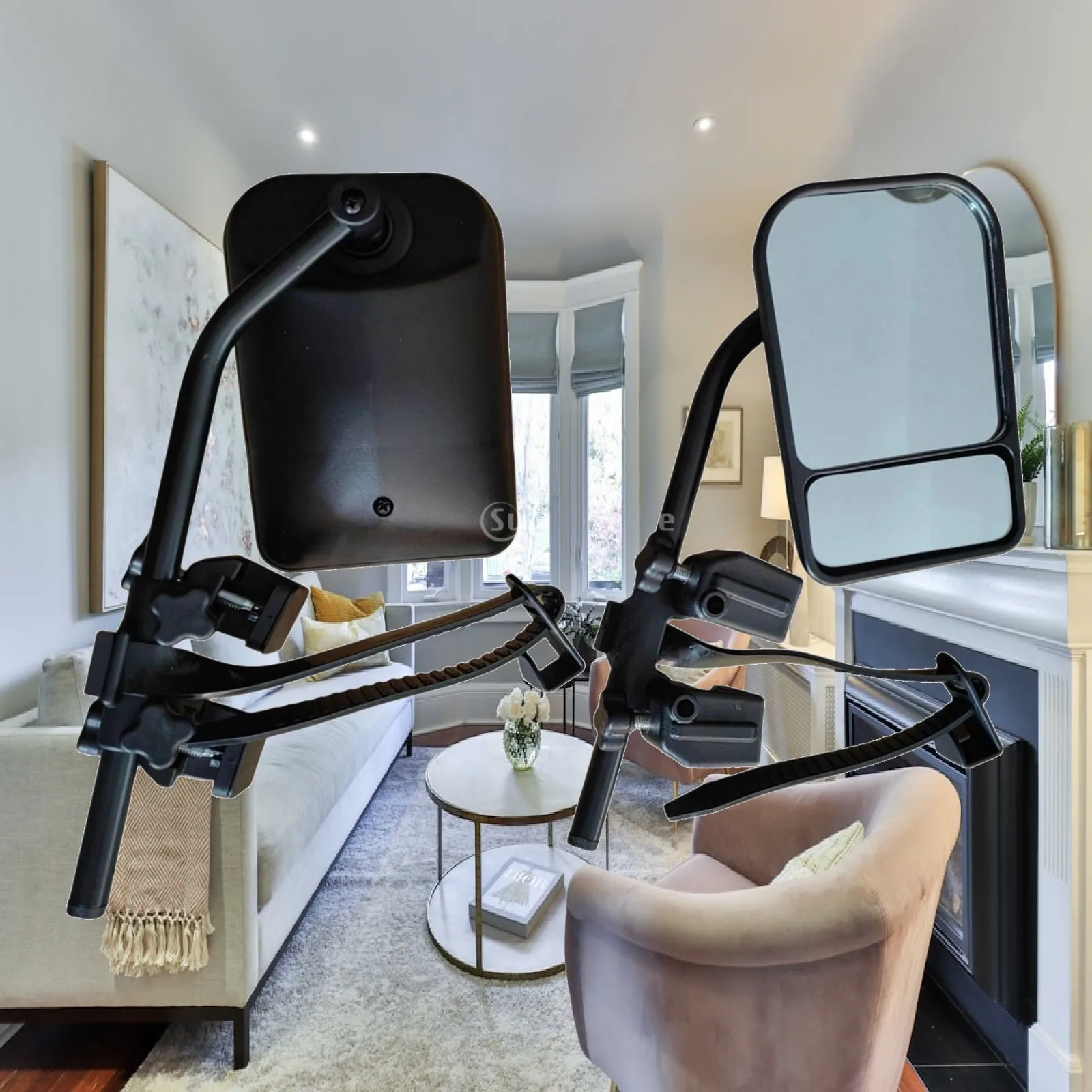 RV Towing Mirror for Car Truck with Wide Angle Glass and Adjustable Strap for Trailer Use