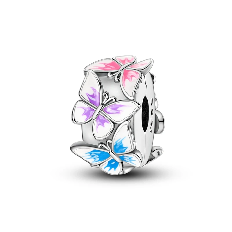 Clip-Charms, neuer 925er-Sterlingsilber-Anhänger mit Verschluss, Silikon-Abstandsperle, passend für Original-Armbänder, Halsketten, DIY-Charm, Schmuck, Frauen, Geschenk