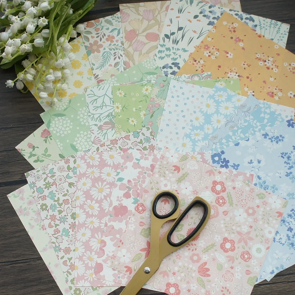 

15*15cm Yellow Pink Green White Purple Flower Blanket Design DIY Paper Creative Craft Paper Background Scrapbooking Gift Use