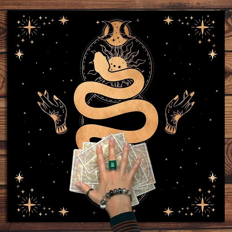 Triple Moon Snake Altar Alter Cloth Tarot Cloth for Spread Tarot Reading Cloth Witchcraft Divination Board Game Mat