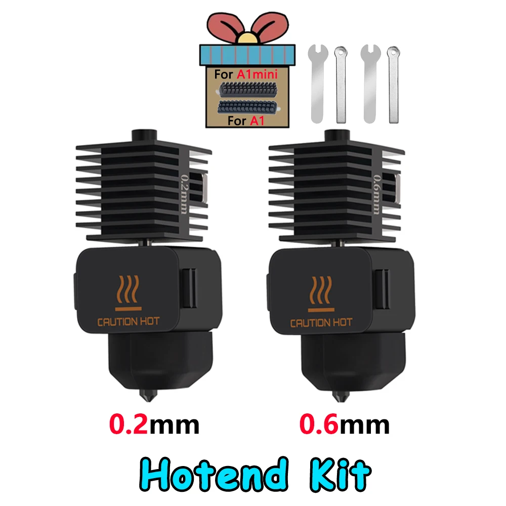 Hotend Voor Bambu Lab A1 mini Montage Hotend Kit 0.2 0.4 0.6 0.8MM Vervangbaar Mondstuk Voor 3D printer Bamboo Lab A1/A1 mini