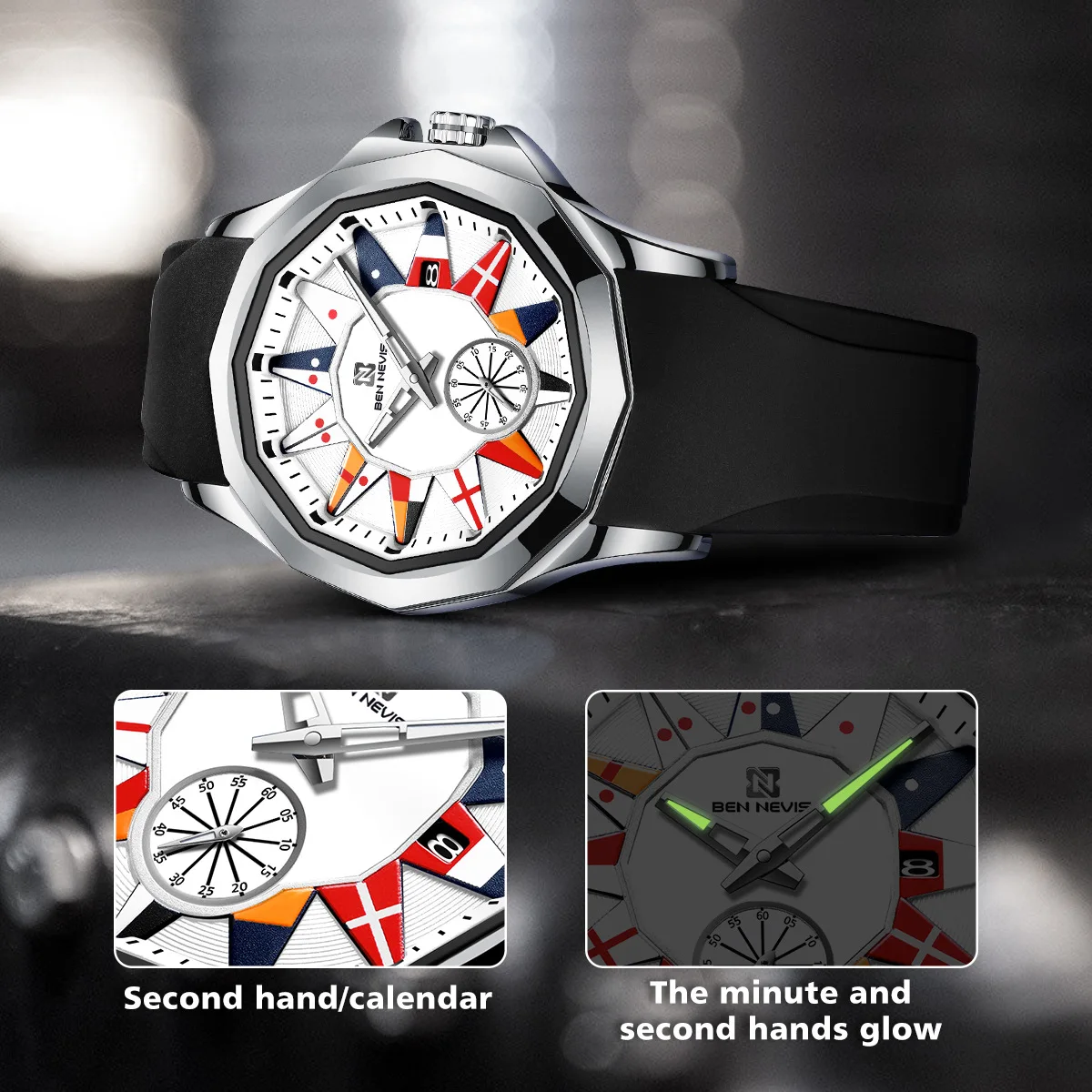 

42mm Men's Watches Luxury Watch Rubber Strap Band Wristwatch install Quartz Movement Diving Men Wristwatch