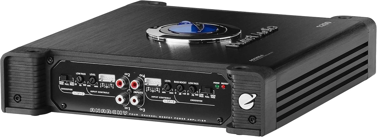 

AC1200.4 Anarchy Series 4 Channel Class A/B Car Amplifier - 1200 High Output, High/Low Pass Crossover, Hook Up to Subwoofer