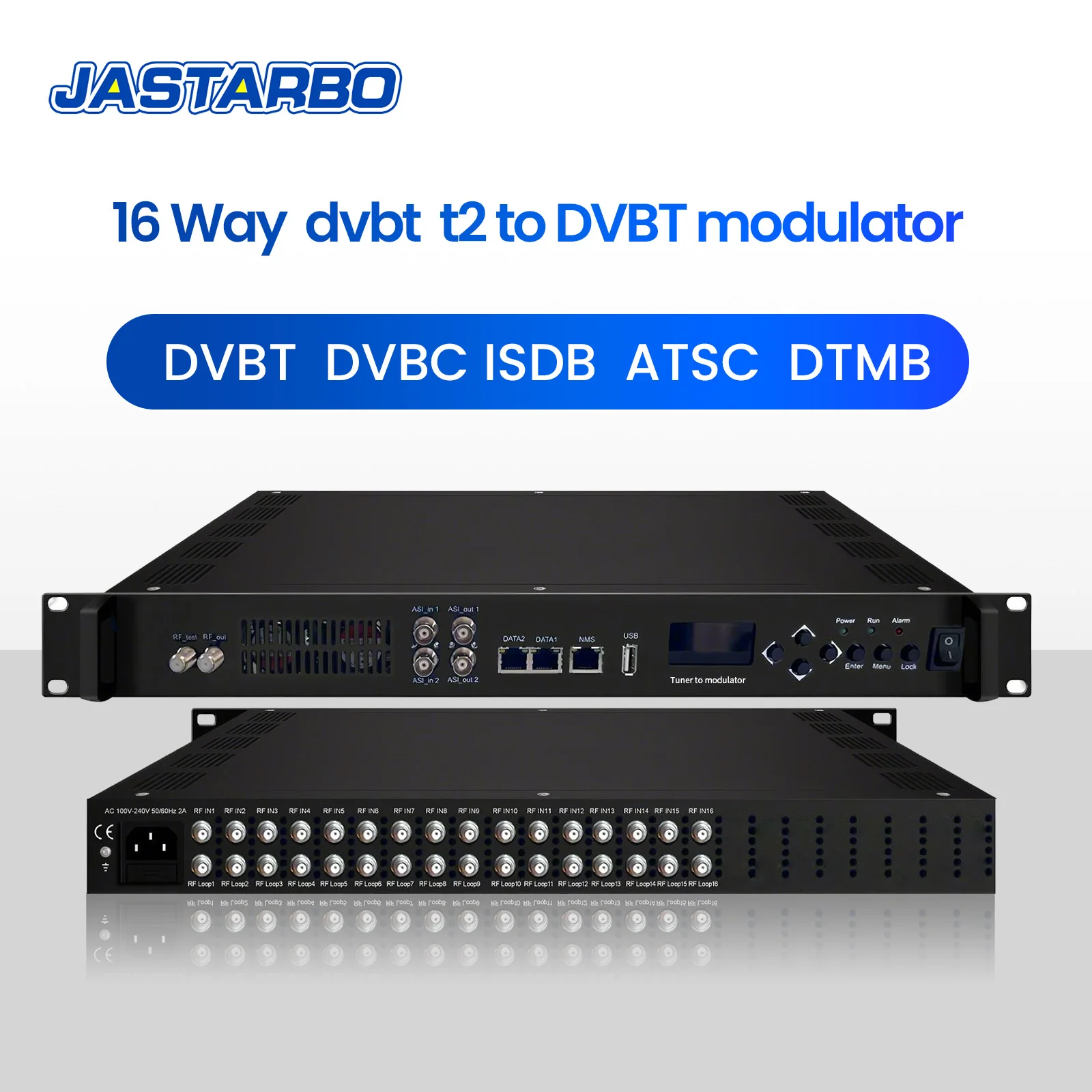16 accordeurs entrée DVB-T/T2ATSC/ISDB-T) avec modulateur ASI vers HD DVB-T/DVB-C accordeur 24 en 1 vers RF