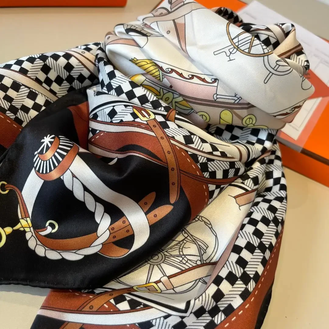 

High-end Luxury Holiday Gift 90X90cm Fashionable Women's High-end Scarf/handkerchief/neck Scarf/headscarf New Silk Scarf