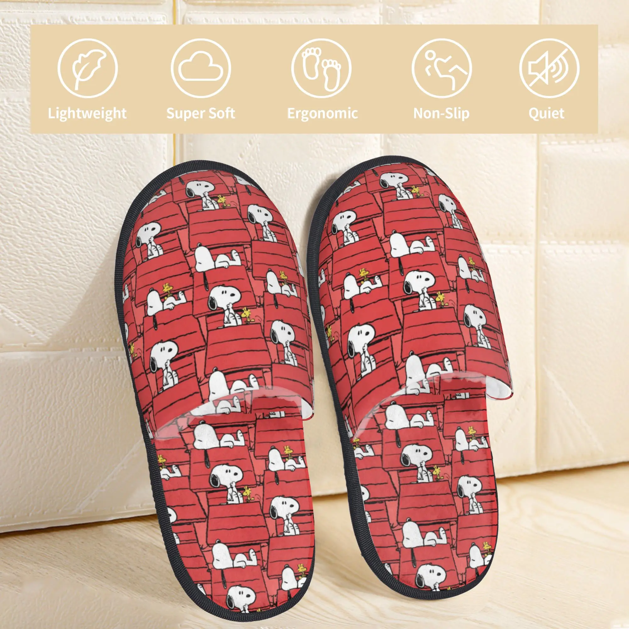 Custom S-snoopies Cartoon Memory Foam Slippers Women Comfy Warm Dog Anime House Slippers