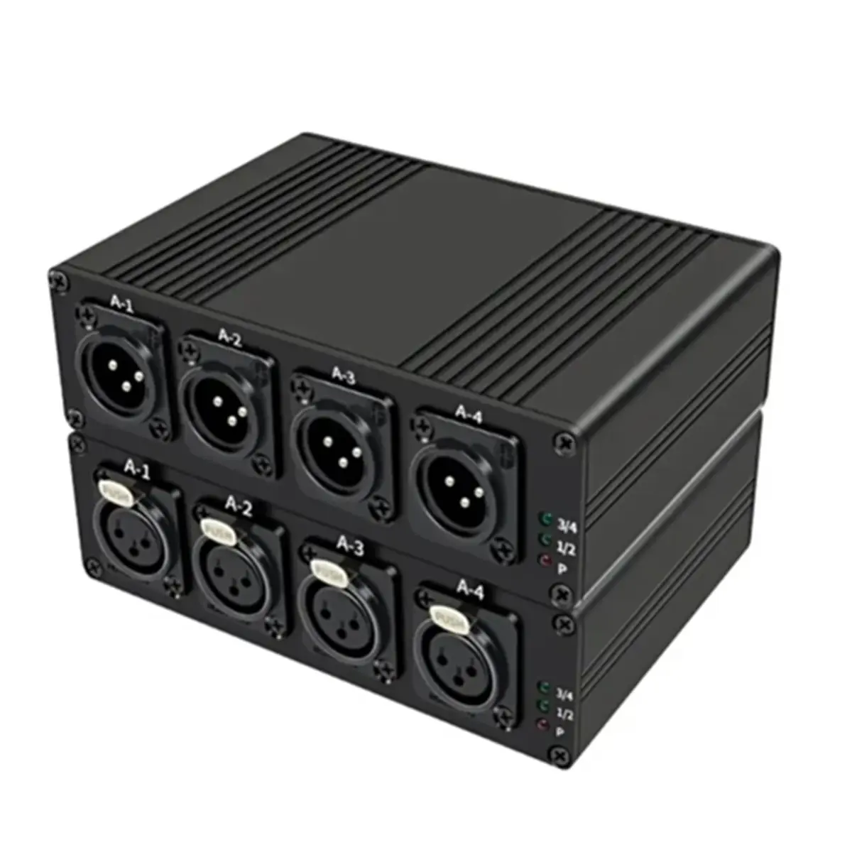 A49T 4 CH Balanced XLR Audio over Fiber Extender over Single Mode SC Optical Fiber 20km Line Level Audio Transceiver EU PLUG