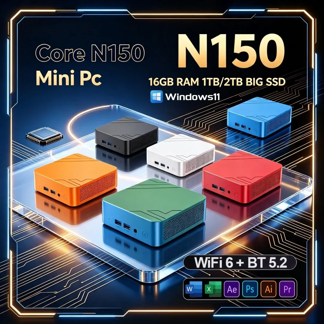 Intel Core N150 High Speed Mini PC 2026 16GB RAM 1TB/2TB SSD WIFI 6 BT5.2 Gaming Computer Windows 11