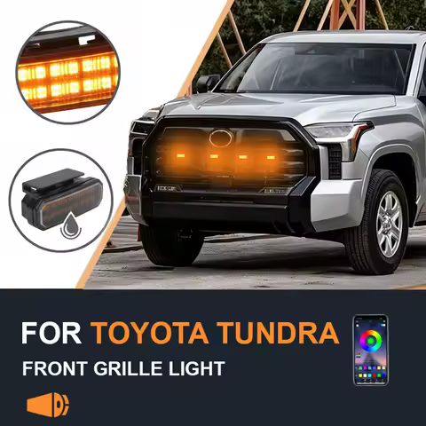 FOR TOYOTA Tundra Specialized center grid small yellow light Front Grille Lights LED Decorative Warning Light Pickup 12V