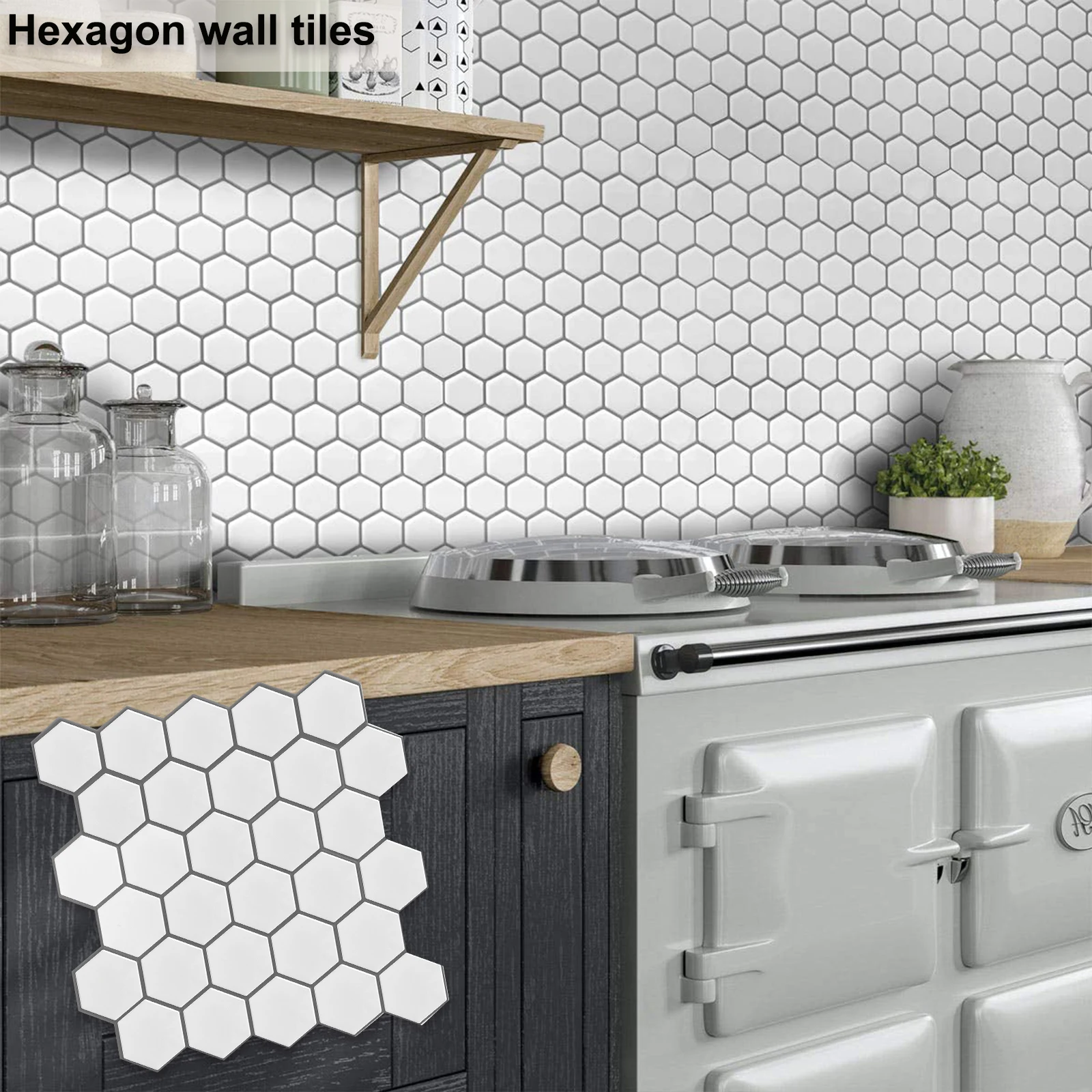 Big Size 12*12 Inch Self Adhesive Vinyl Wallpaper Peel and Stick White 3D Effect Tiles for Kitchen Waterproof Oil-proof Stickers