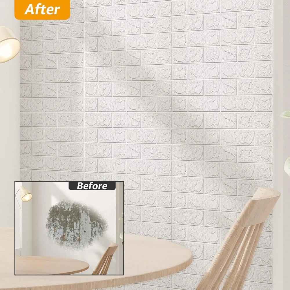 Panel de pared de espuma con 44 pies cuadrados (paquete de 30), blanco