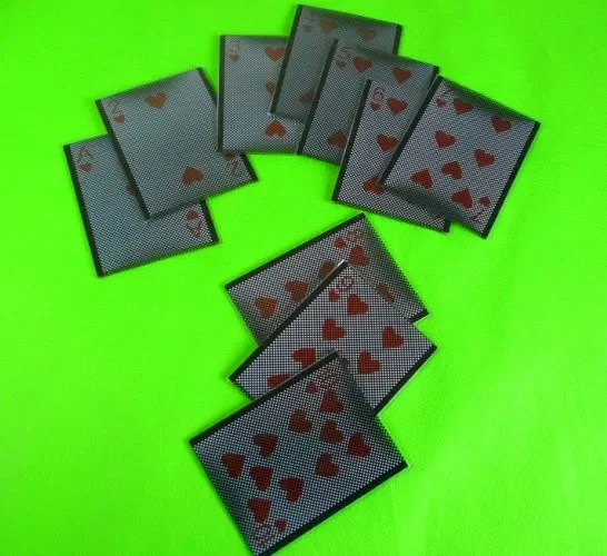 10pcs WOW Sleeve Plastic Card Heart Ace to Heart 10 Set Card Magic Trick Close Up Magic Magician Prop Accessory Illusion Gimmick