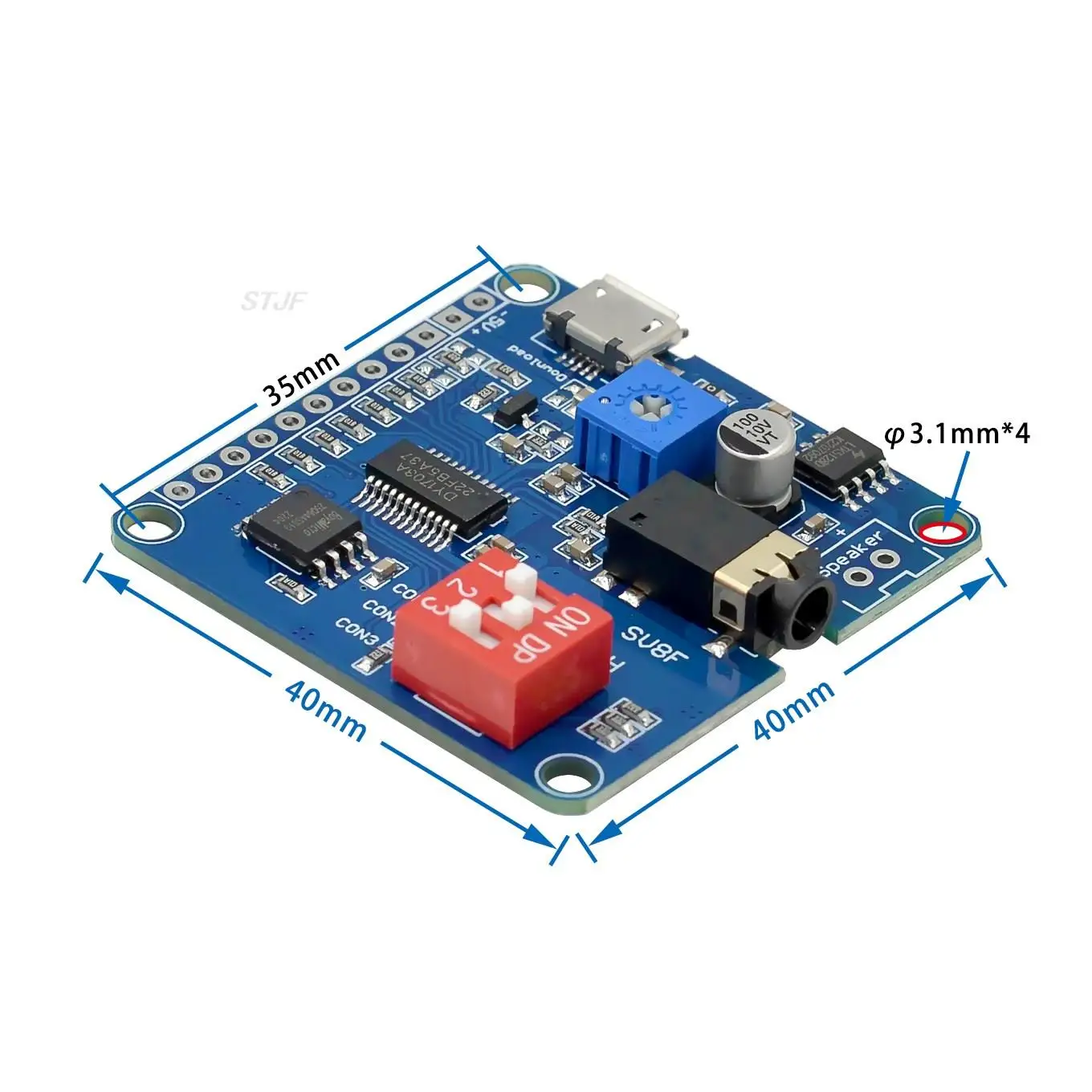 Sprach-Sound-Wiedergabemodul Arduino MP3-Player-Modul UART I/O Trigger Klasse D Verstärkerplatine 5W 8M Speicher DY-SV8F SD/TF-Karte – Detail 12