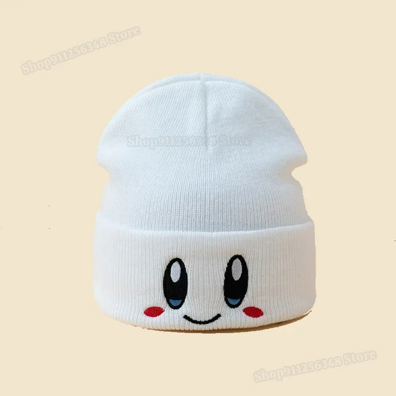 Stars Kirby Bonnets for Women Kawaii Cartoon Beanies Kids Winter Warm Caps Sport Ski Wear Outdoor Woolen Hats Knitted Skullies